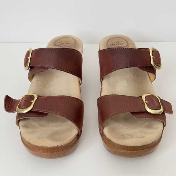 Dansko Sophie 2 Strap Brown Leather Open Toe Slide Mule Women’s US 8.5 - 9 EU 39 - Picture 3 of 6
